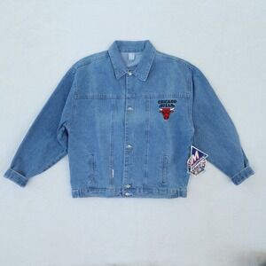 Vintage Mighty Mac Jean Jacket Womens XL NBA Chicago Bulls Deadstock RARE‎ NWT